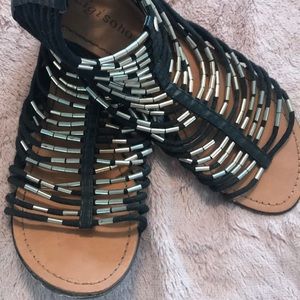 Bohemian style black and gold sandals